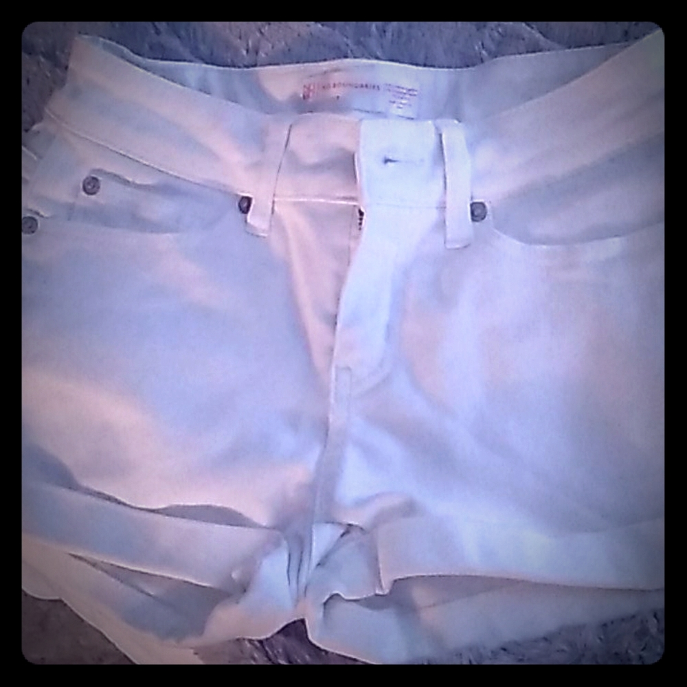 White stretch denim shorts